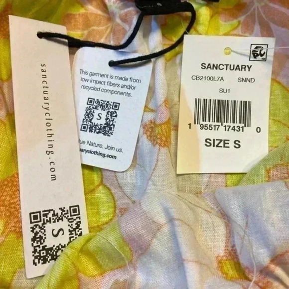 Sanctuary Women's Playdate Camisole Tank SMALL Yellow Floral Boho Ruffles Cutout - Picture 10 of 10